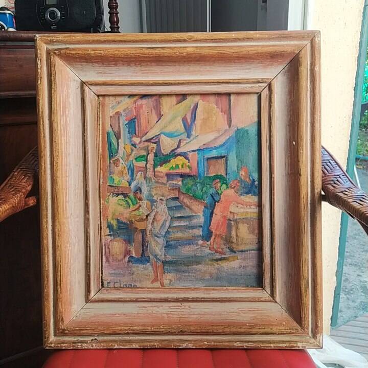 Orientalist painting – View of Algiers – oil on canvas mounted on panel