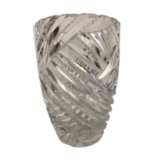 Carved crystal vase