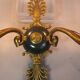 Paire anciennes appliques style Empire dauphins & palmes bronze C859