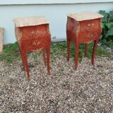 Pair of Louis XV style bedside tables with marble top
