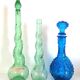 Three glass decanters from Empoli, Italy 1960