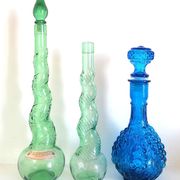 Three glass decanters from Empoli, Italy 1960