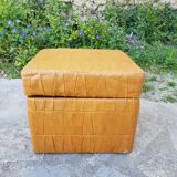 Leather patchwork chuff pouf 1970