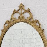 Oval Brass Medallion Mirror, Italy, 1950s