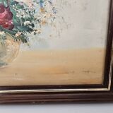 Oil painting on canvas, Bouquets of roses and tulips, signed Hire