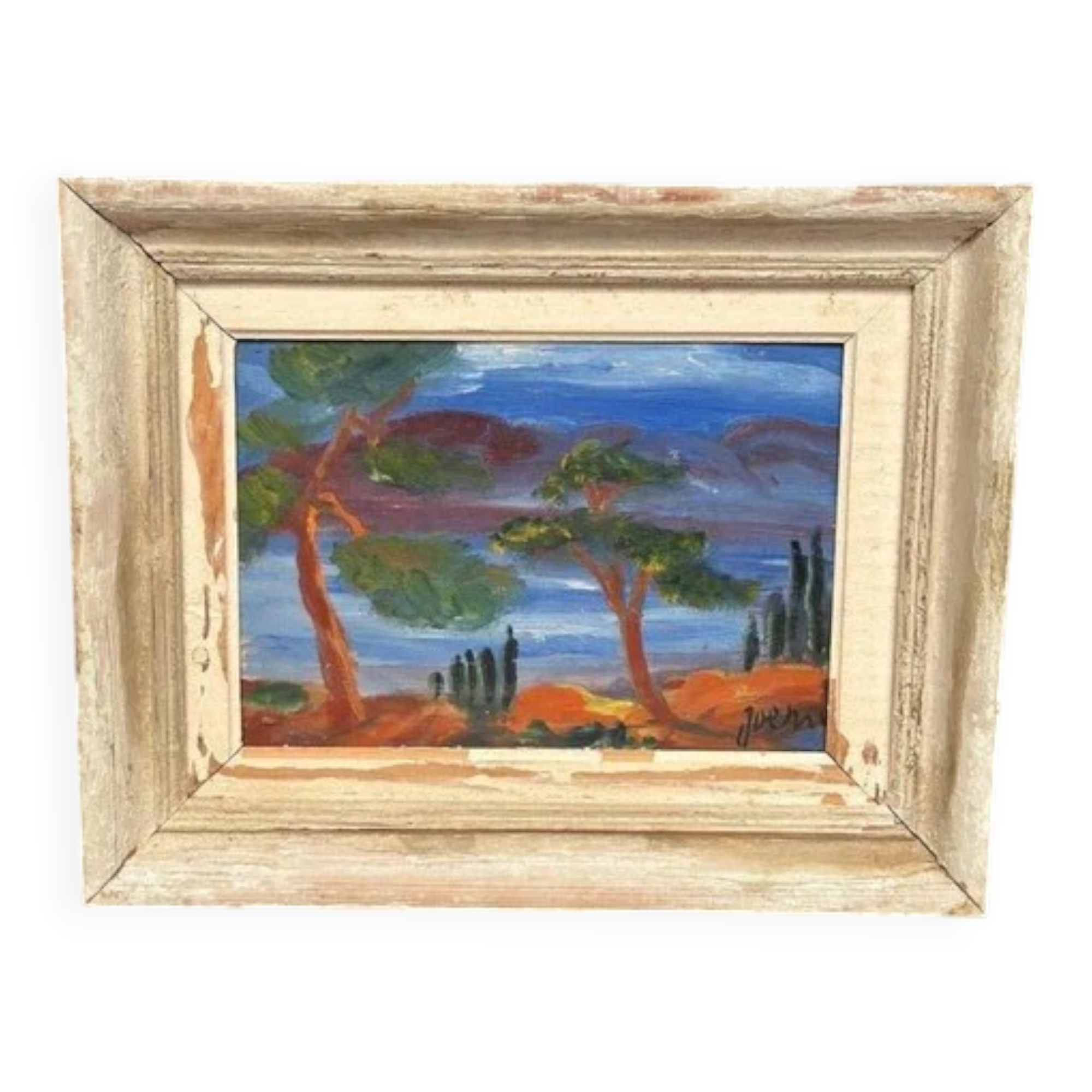 Original Danish Oil on Panel “Forest Motif” by Ivan Joern, Vintage 35×45cm
