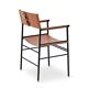 Set of 4 bar stools with backrest, made of natural leather in toasted colour.