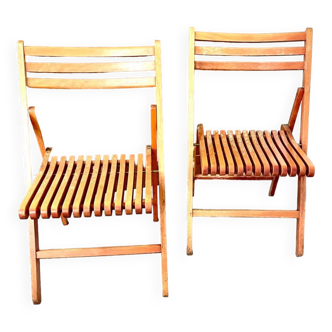 Pair of vintage folding wooden chairs 1980 good condition