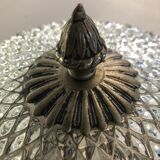 Ceiling lamp silver brass and glass 1950