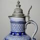 Large beer pitcher in salt-glazed stoneware and pewter, Germany, Westerwald type