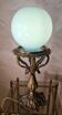 19th century bronze table lamp 38x16 blue opaline, very beautiful,
