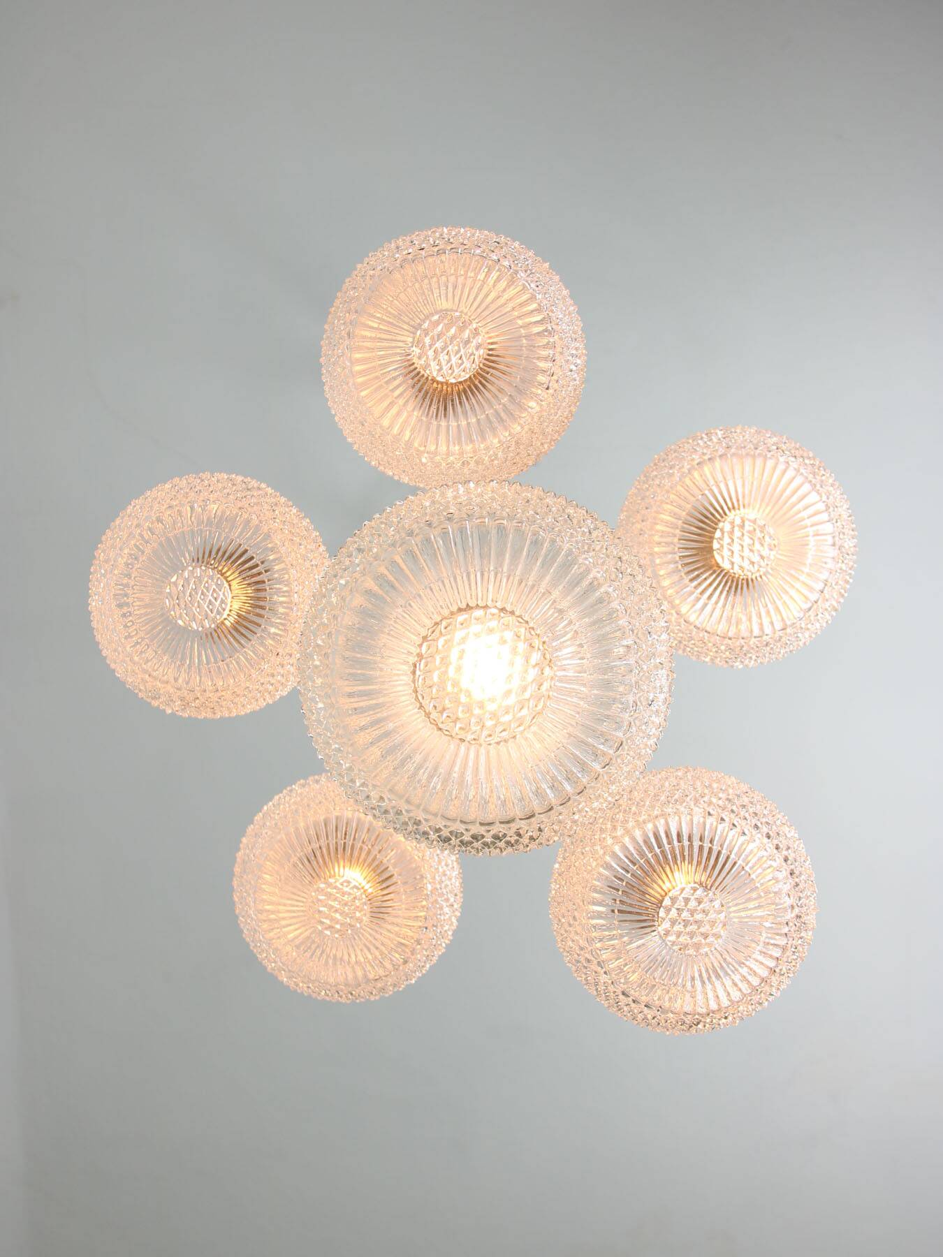 Vintage Italian Crystal and Chrome Chandelier, 70s