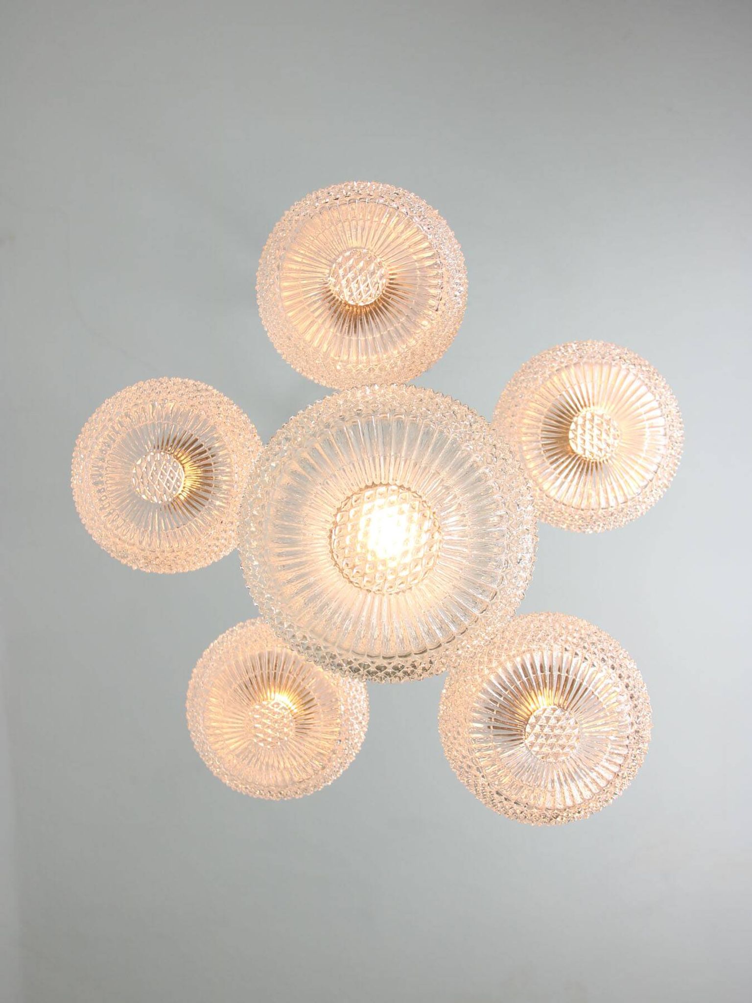Vintage Italian Crystal and Chrome Chandelier, 70s