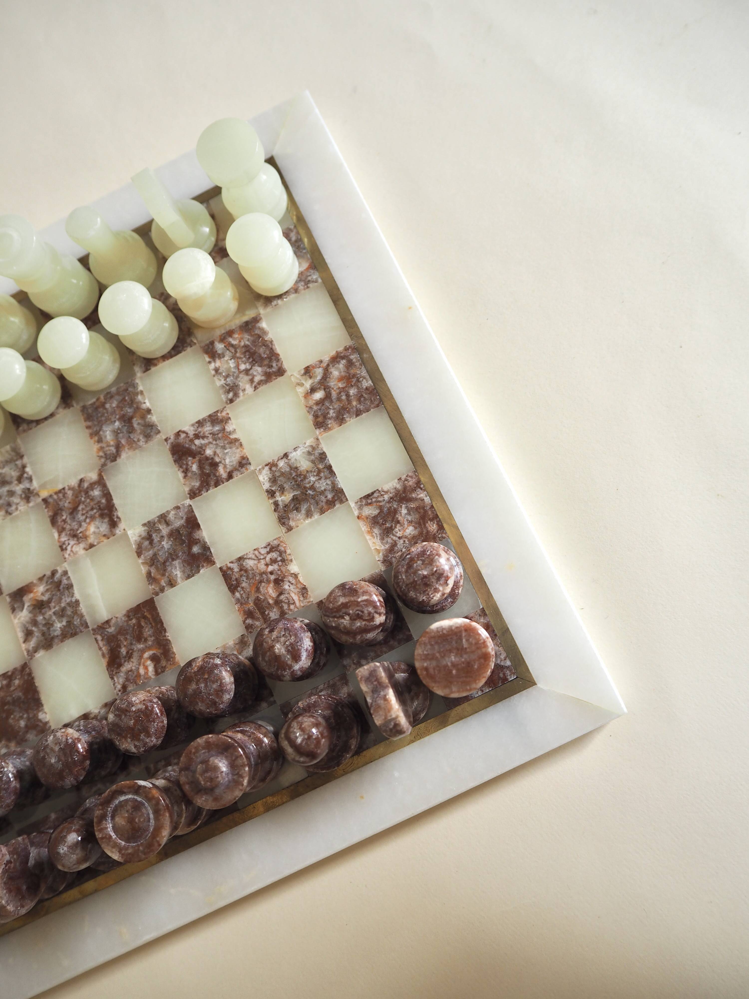 Onyx and marble chess set