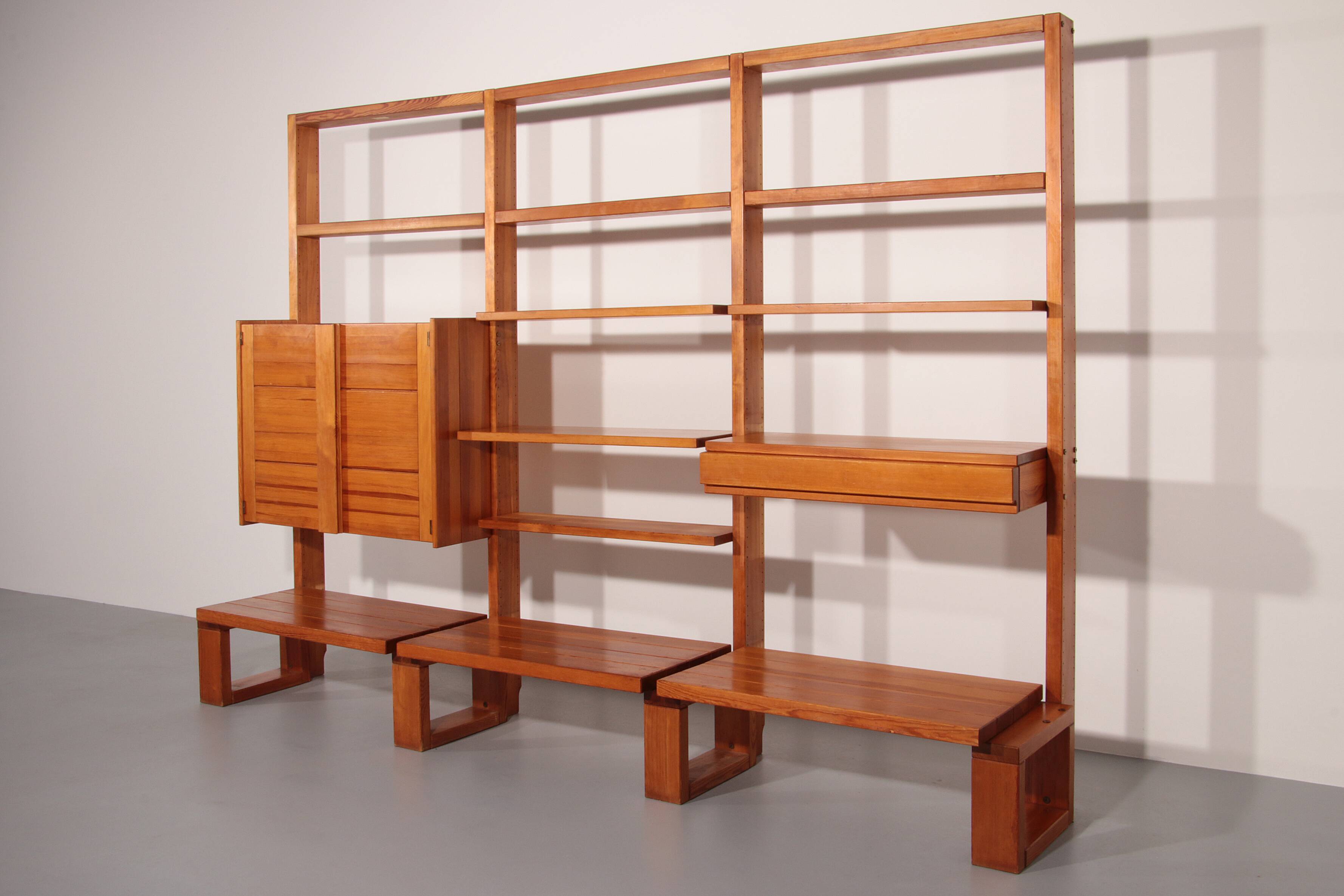 French Brutalist Modular Wall System – Industrial Elegance, ca. 1950