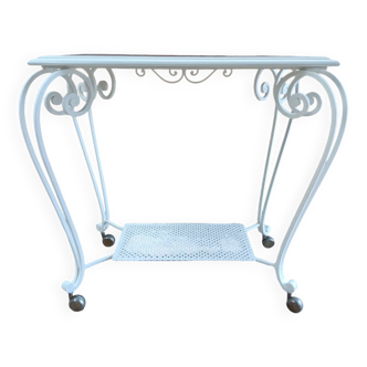 Vintage white wooden serving trolley
