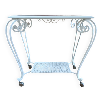 Vintage white wooden serving trolley