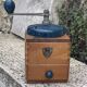 Peugeot Freres coffee grinder in wood and vintage blue metal