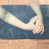Tableau ancien peinture à l’huile les mains