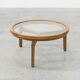 Table basse en bois de cèdre et verre, Italie fin du 20e siècle