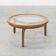 Modern table in ceder wood and glass, Italy late 20th century