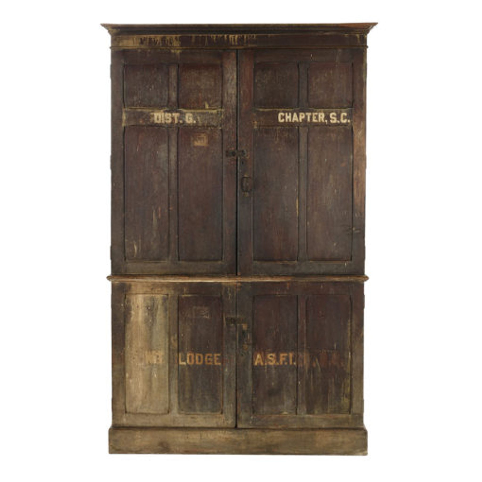Postal sorting furniture in patinated wood