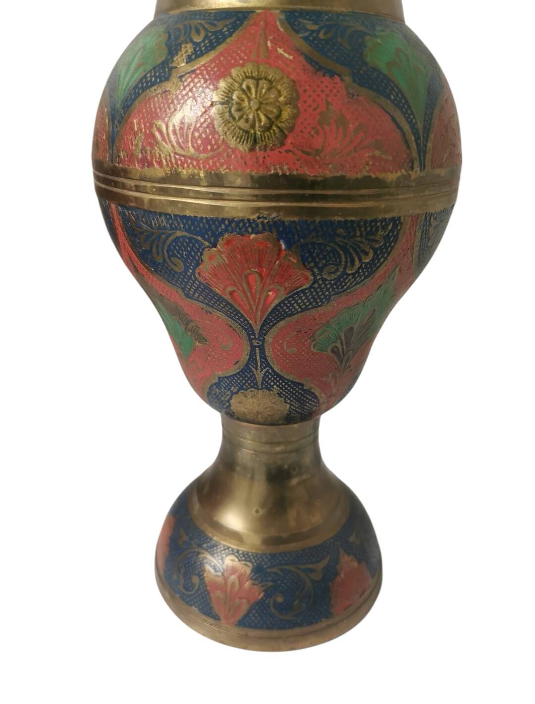 Coloured Indian brass vase