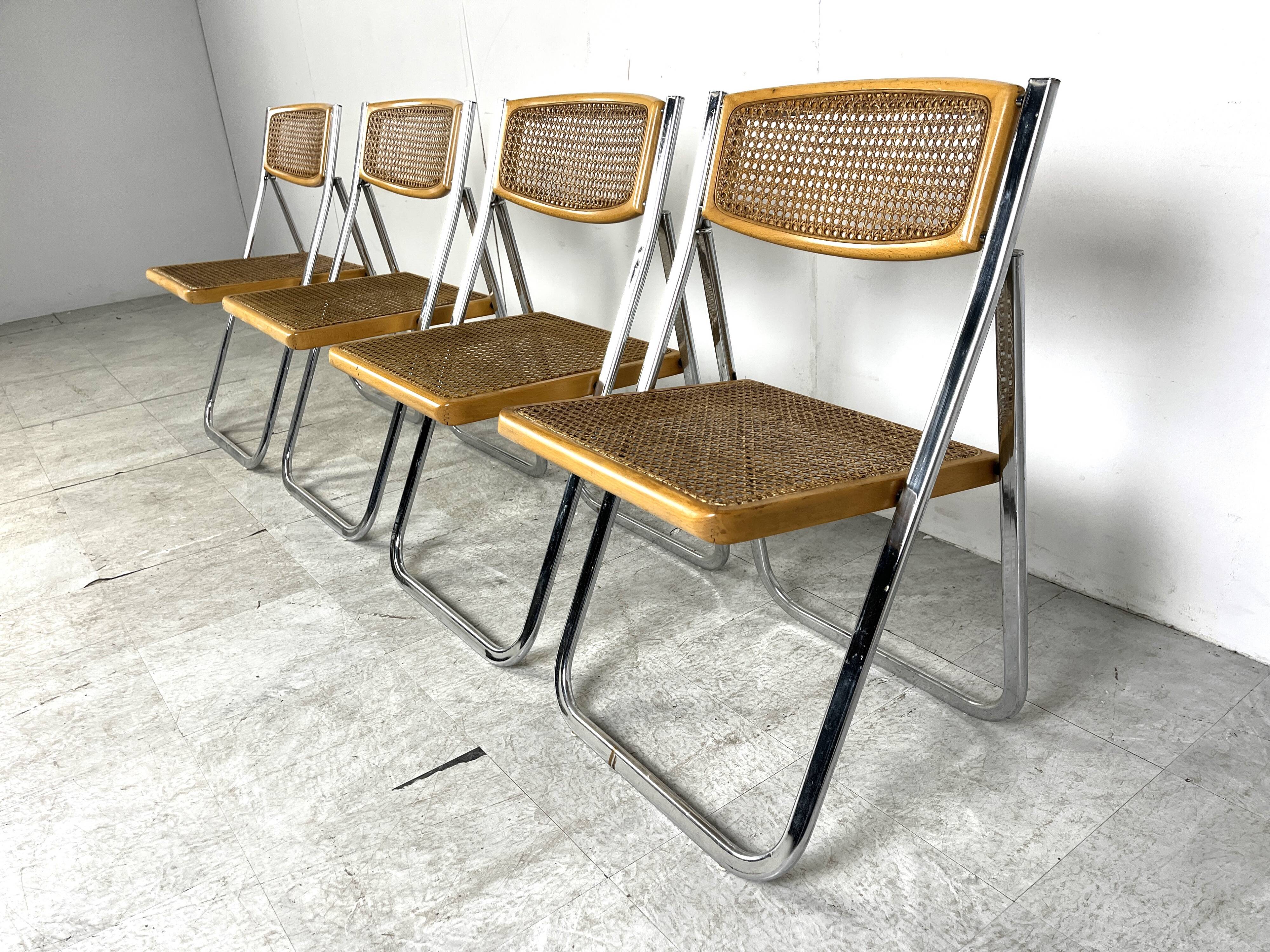 Vintage rattan folding chairs, 1970 - set of 4