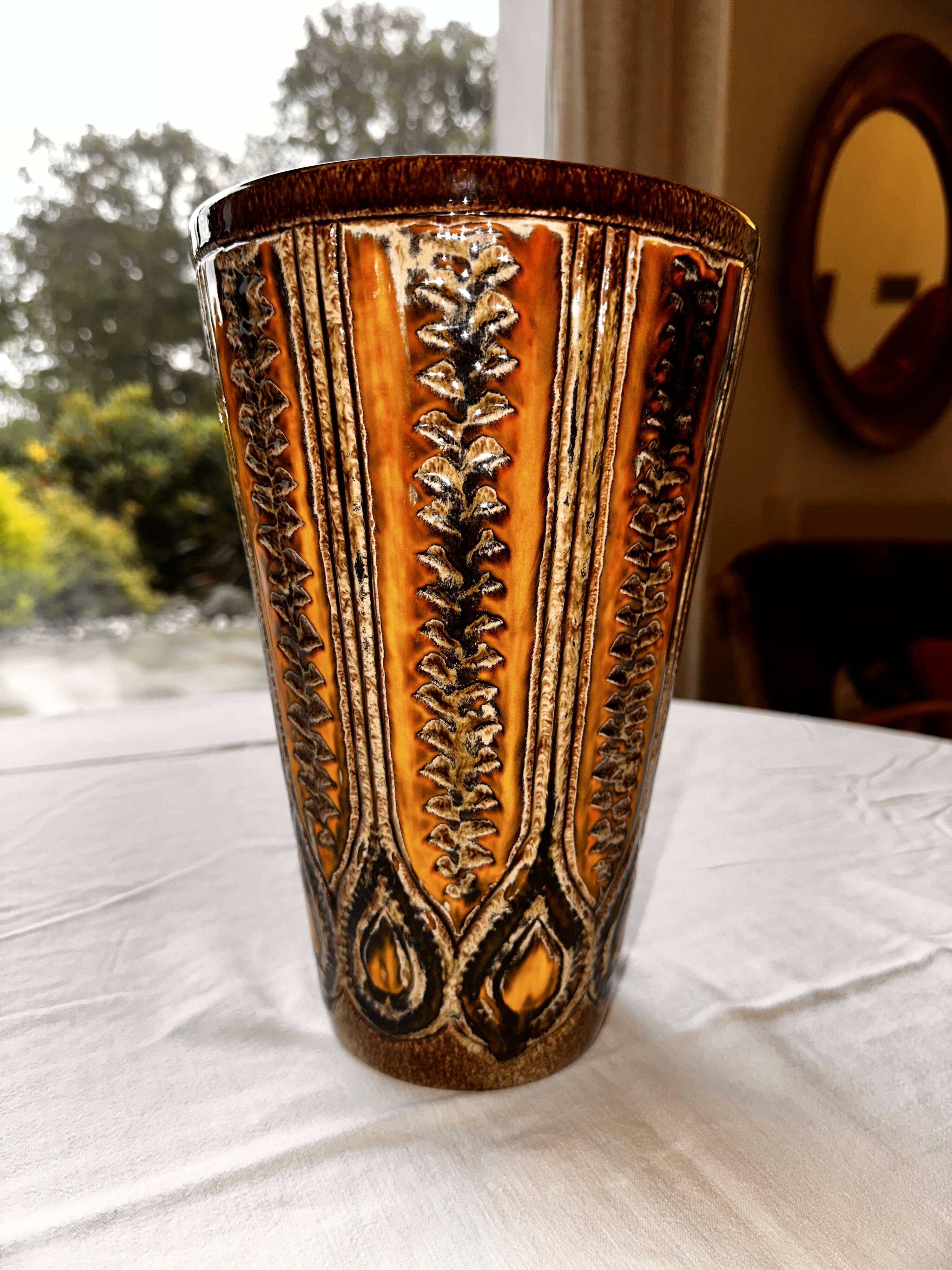 Ceramic frustoconical vase by Jean Varoqueaux for Périgord pottery