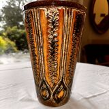 Ceramic frustoconical vase by Jean Varoqueaux for Périgord pottery