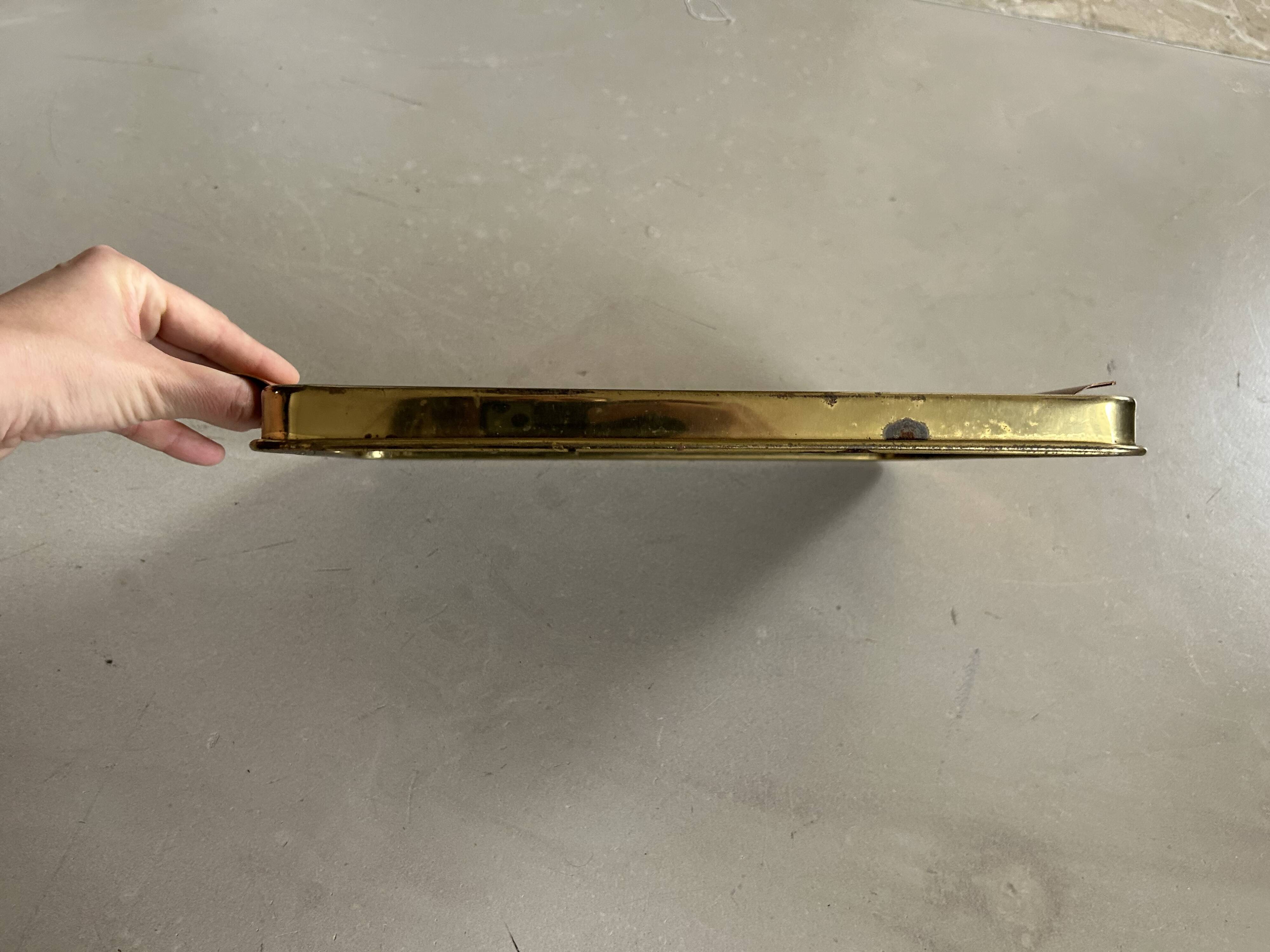 Metal tray and antique mirror