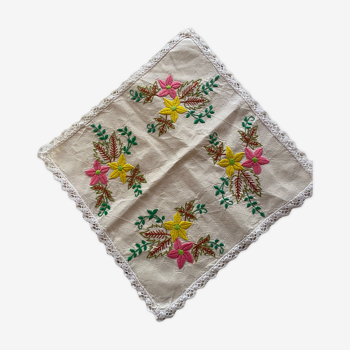 Hand-embroidered square placemat