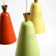 Beautiful large original mid-century 3-arm colorful bag ceiling lamp