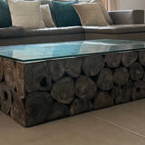 Table basse en rondins de bois