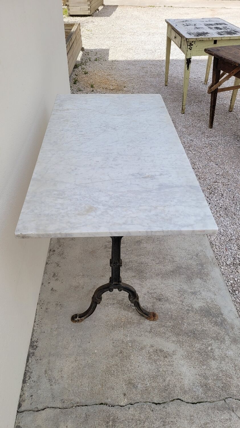 Restaurant bistro table in marble and cast iron signed godin
