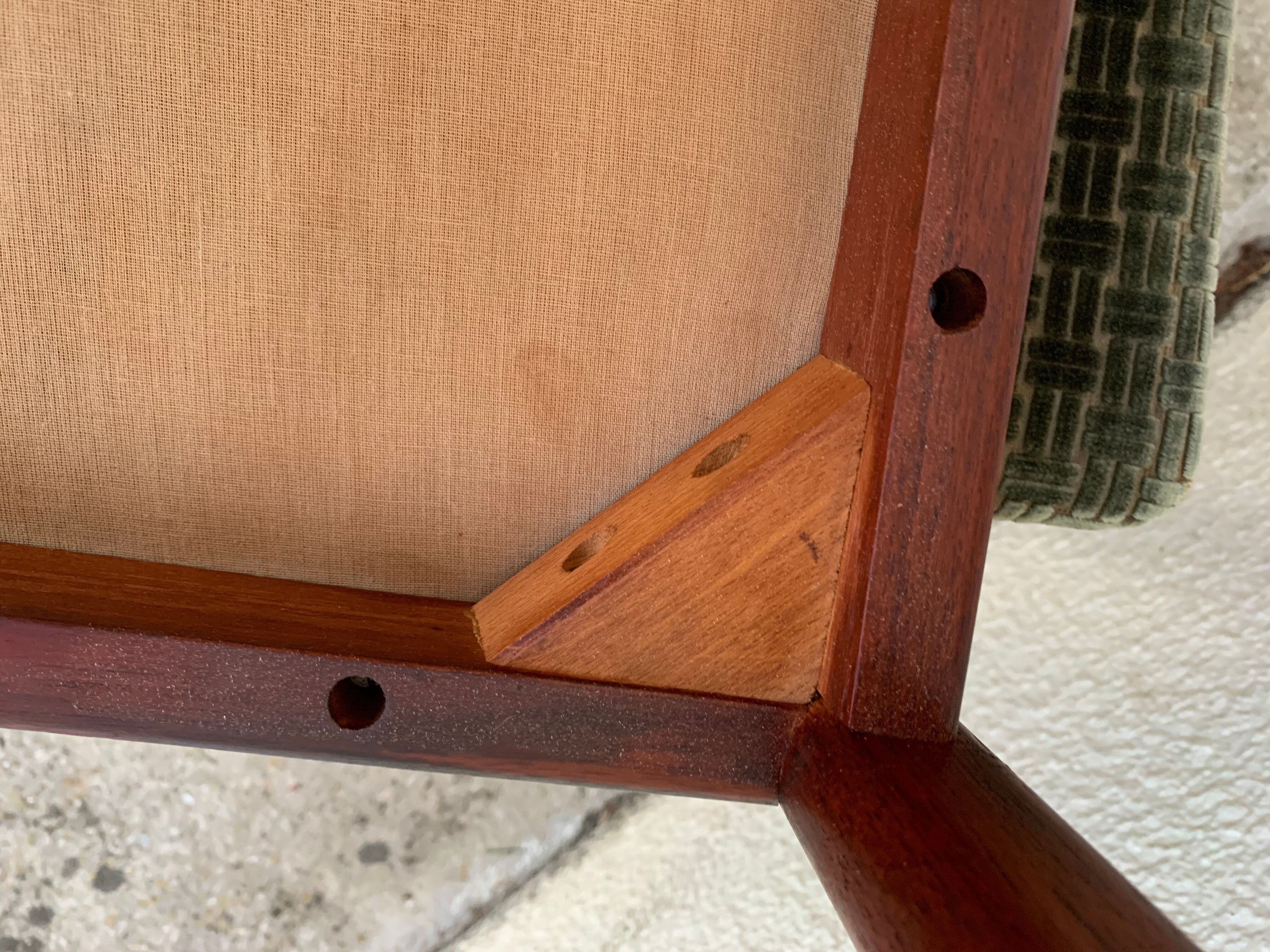 Pair of Scandinavian teak and velvet chairs 1960