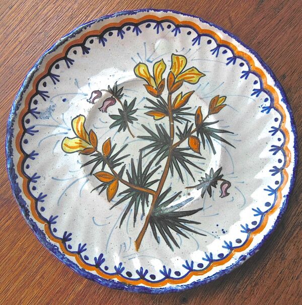 Tasse & sous tasse ancienne - godronnée - henriot - quimper