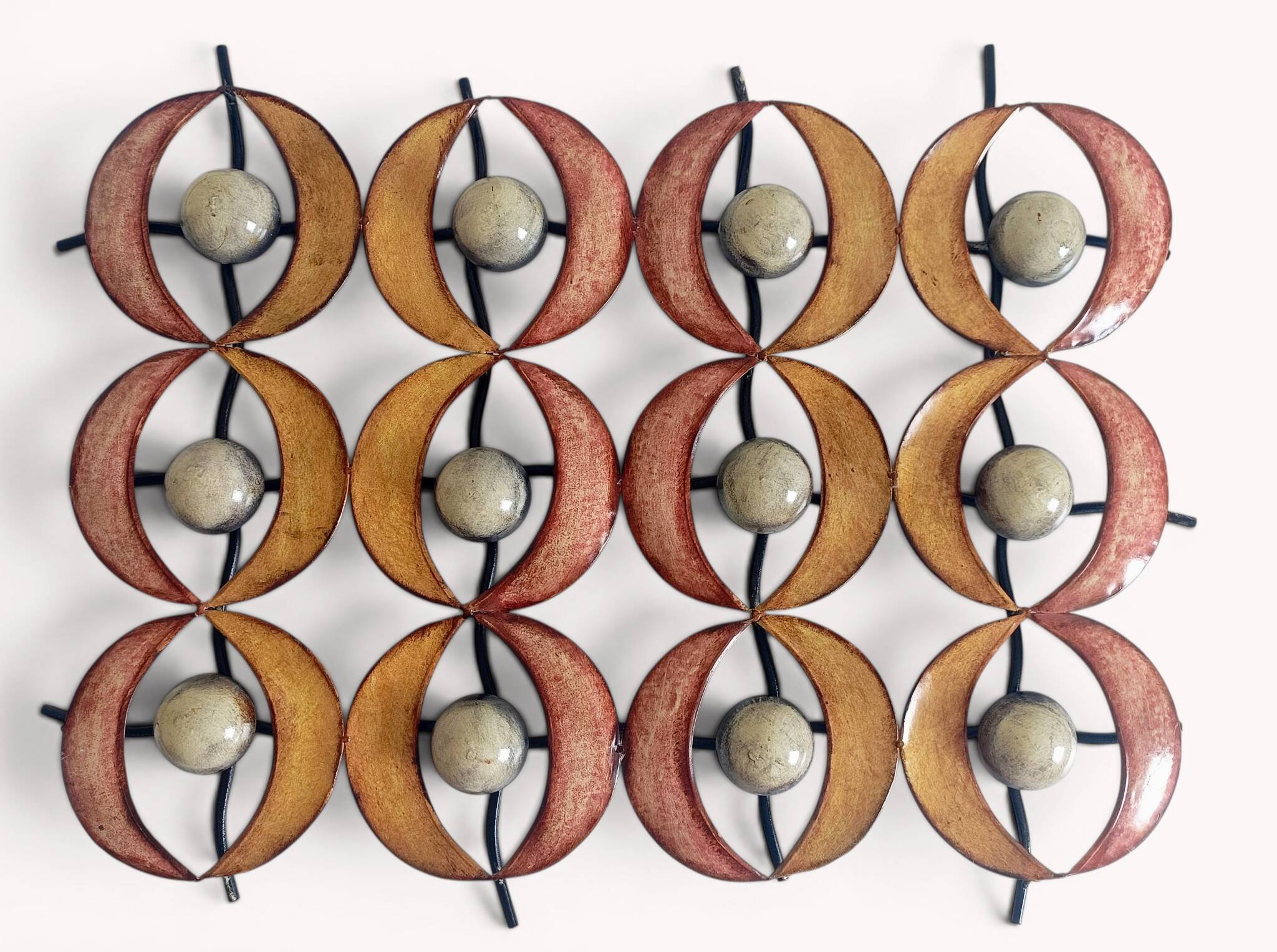 Spanish Brutalist Wall Sculptures in Painted Iron, circa 1970