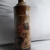 Vintage stoneware vase with naive decor
