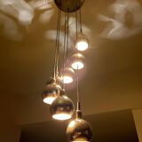 Large vintage pendant lamp gilded with fine gold