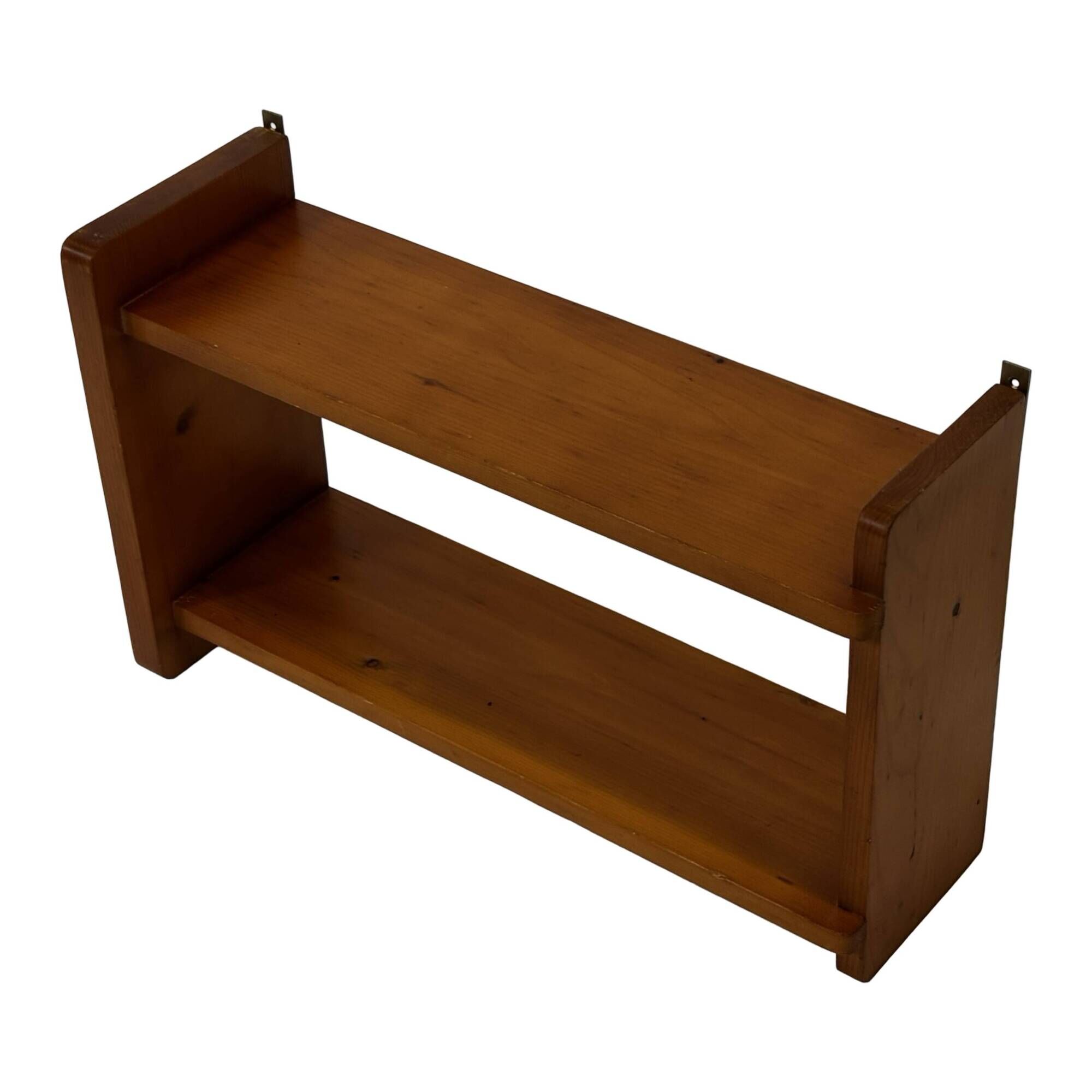 Vintage wooden wall shelve rack in pinewood minimalist design