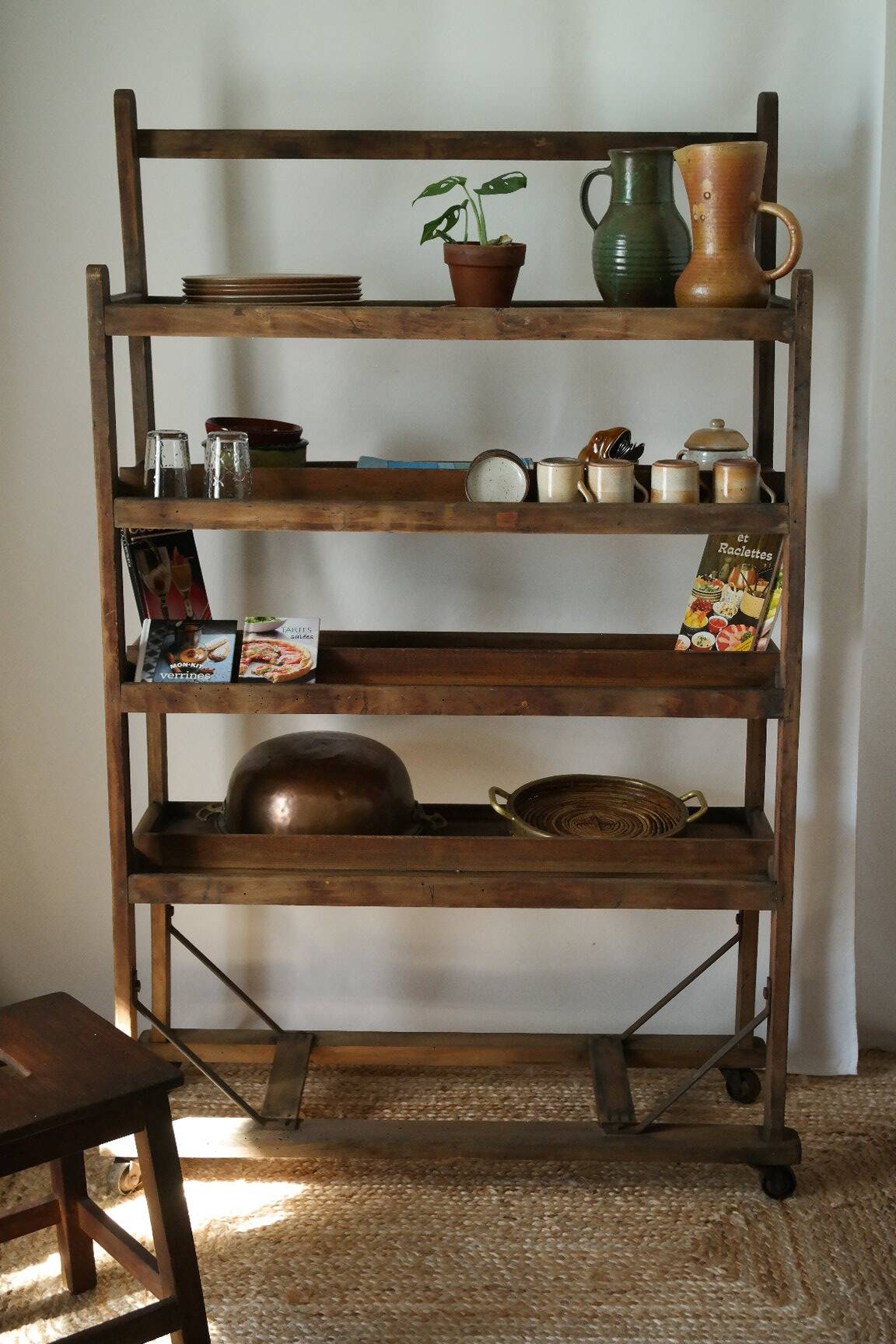 Vintage rolling shelf craft furniture