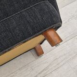 1960s, Danish relax armchair, reupholstered, gray furniture fabric..