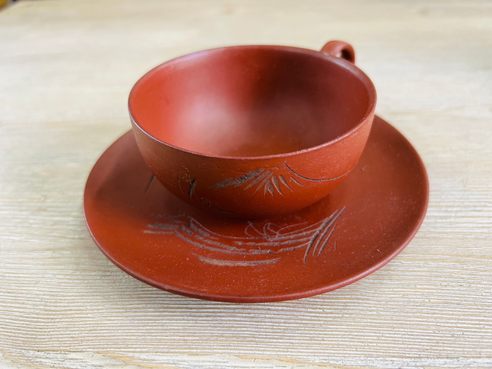 Set of 6 Cups and Japanese Terracotta Saucers