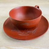 Lot de 6 tasses et soucoupes japonaises en terre cuite