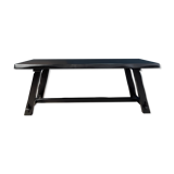 Table de repas design brutaliste en bois finition noire style ébonisé.1950 s