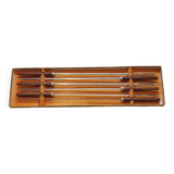 Set of 6 vintage skewers in stainless steel and wood in their box