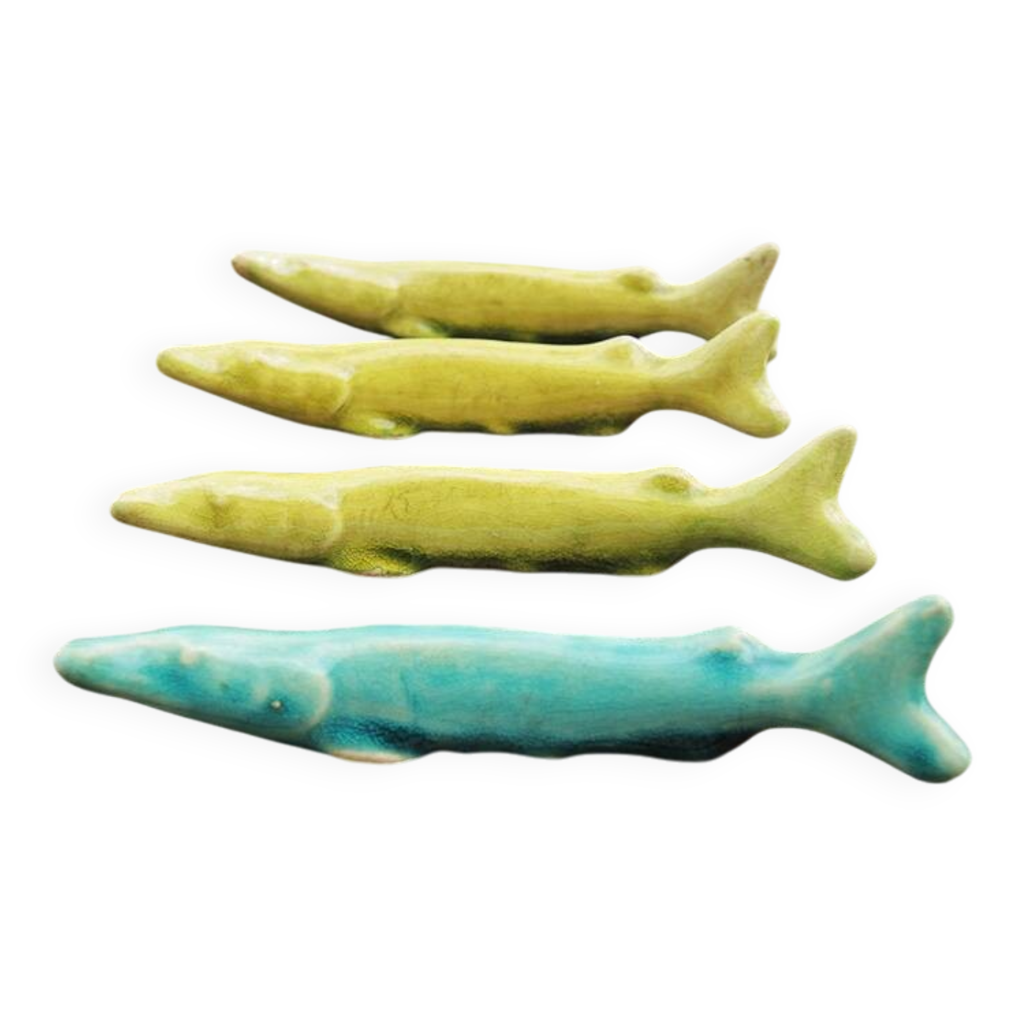 4 antique ceramic fish knife rests