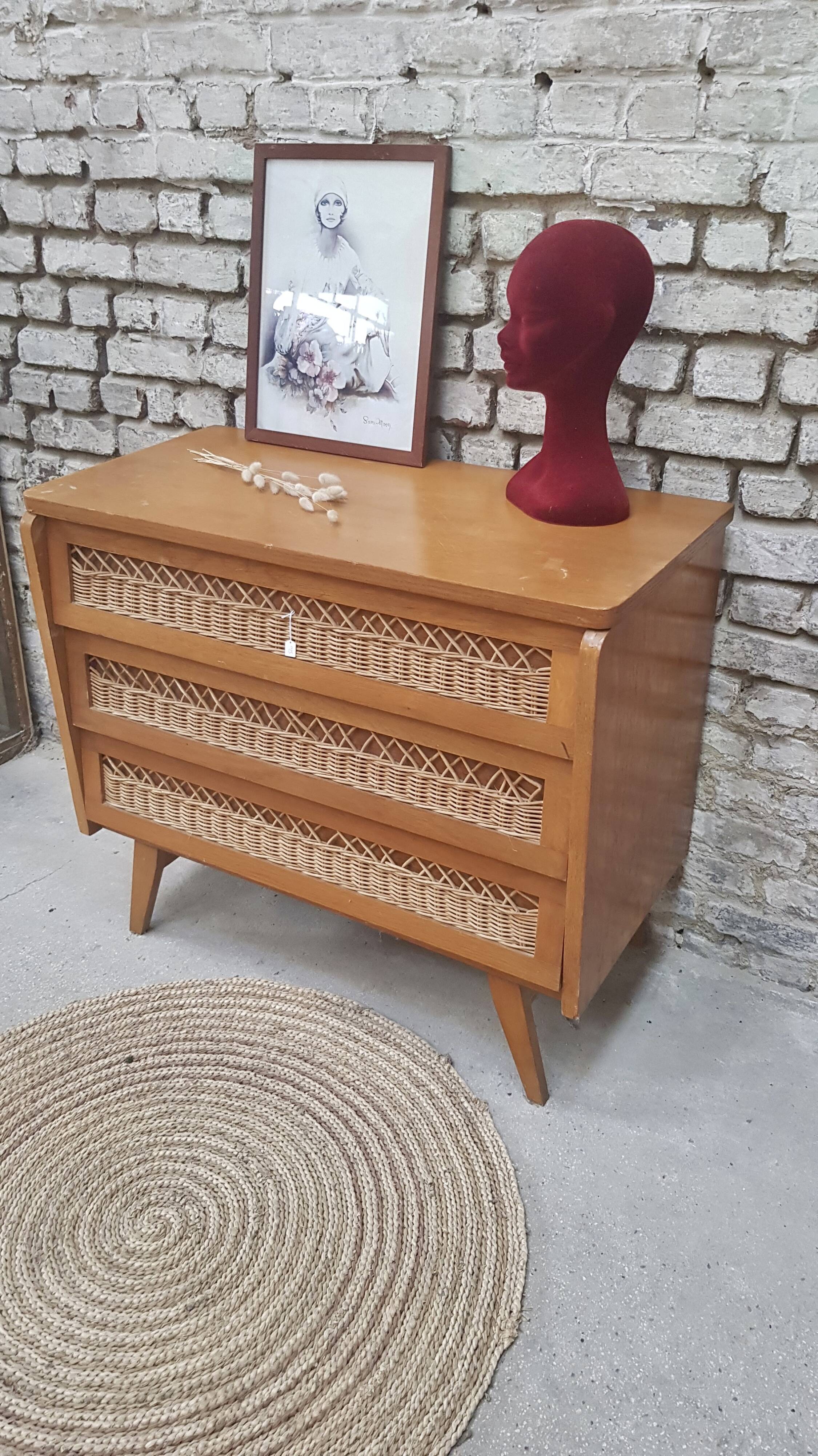 Rattan chest of drawers