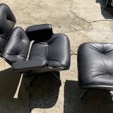 All Black Lounge Chair with Ottoman by Charles Eames